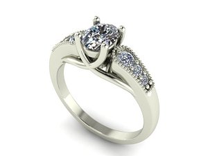 3D oval engagement ring