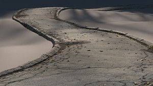 photoscanned cracked asphalt path 3D model