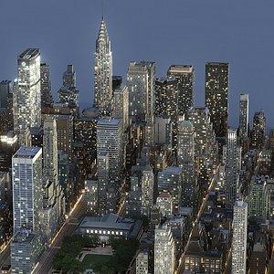 Manhattan District Night block01 Low Poly