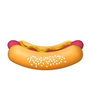 hot dog cartoon 3D model