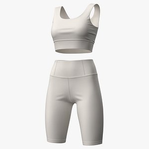 Cycling Shorts and Top White PBR 3D model