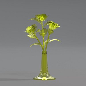 Glass Flower Showpiece Yellow 3D model