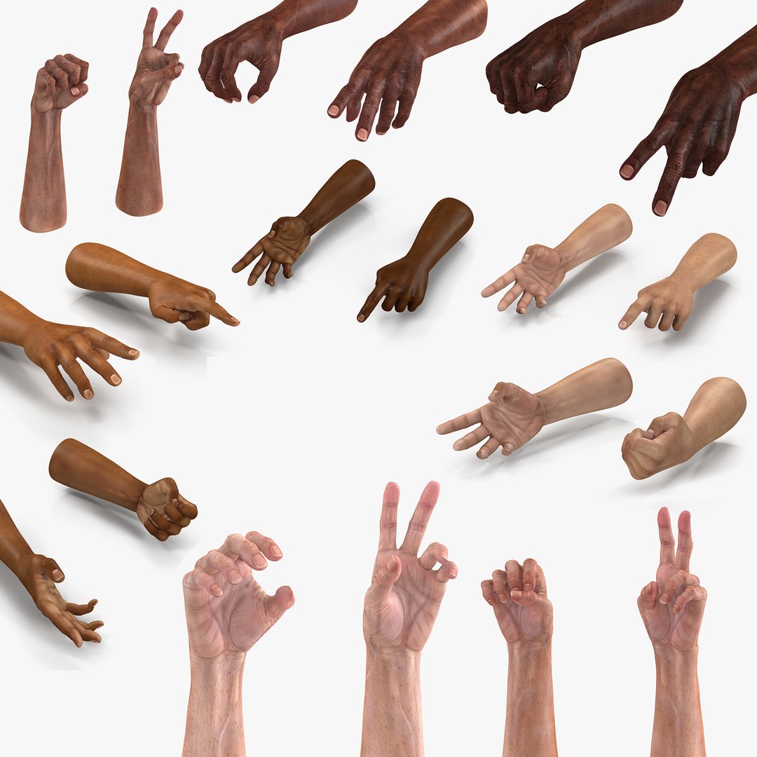 Man Hands Rigged Collection for Maya 3D model preview