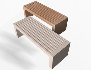 3D Simple Wooden Bench