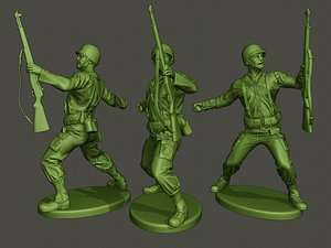 3D american soldier ww2 grenade model