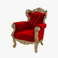 Belle de Fleur  Gold Leaf &  Red Velvet Chair