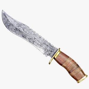 Damascus Steel Knife AAA PBR Game Ready Melee Asset