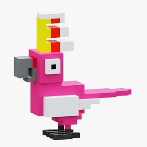 Voxel Pink Cockatoo 3D