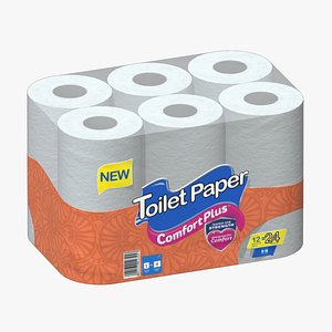 3D Toilet Paper Pack Low Poly model