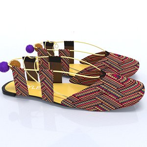 ladies cloth shoes flat 3D model