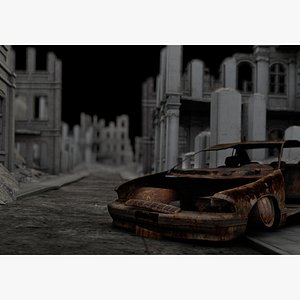 3D Ruined Town model
