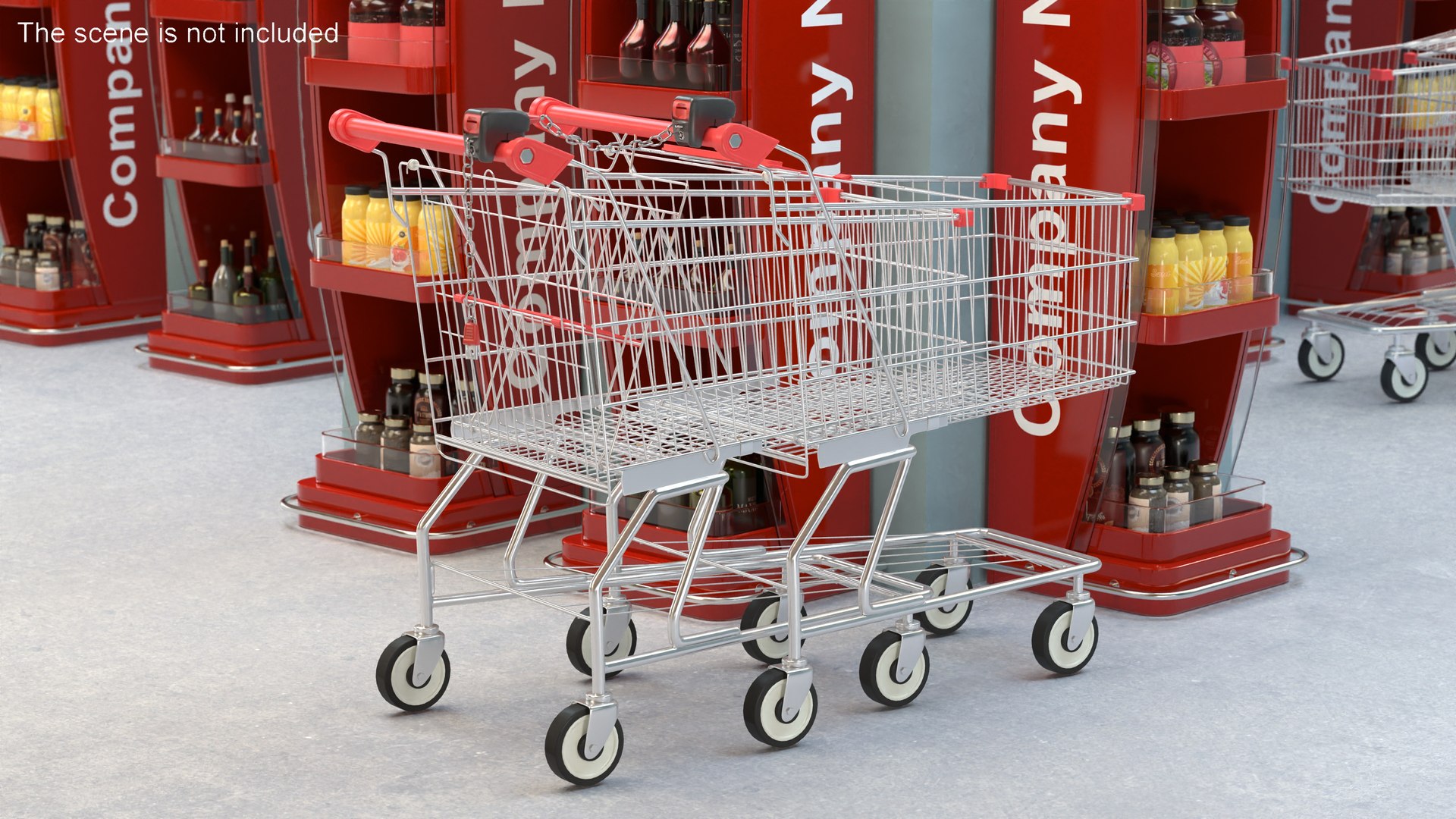 3D Trolley Shopping Carts Connected With Coin Locker Model - TurboSquid ...