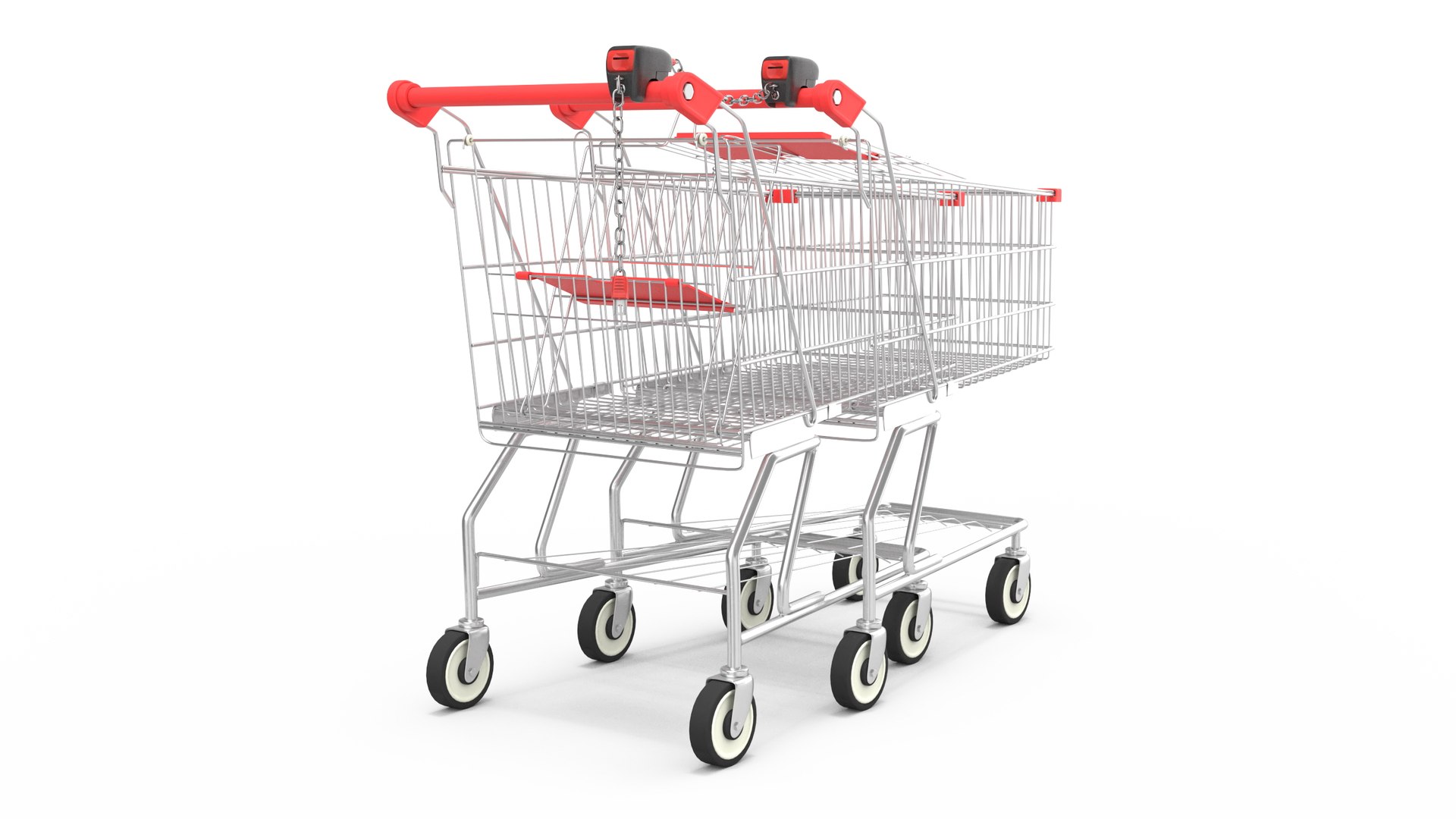3D Trolley Shopping Carts Connected With Coin Locker Model - TurboSquid ...