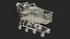 3D Trolley Shopping Carts Connected with Coin Locker model