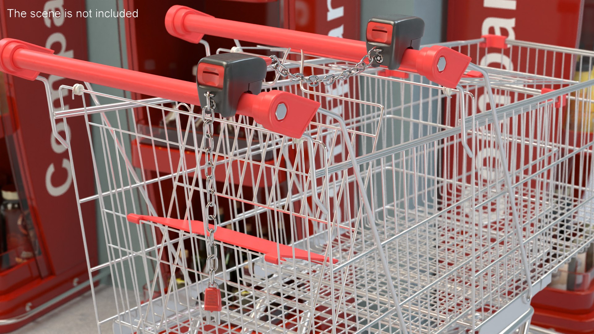 3D Trolley Shopping Carts Connected With Coin Locker Model - TurboSquid ...