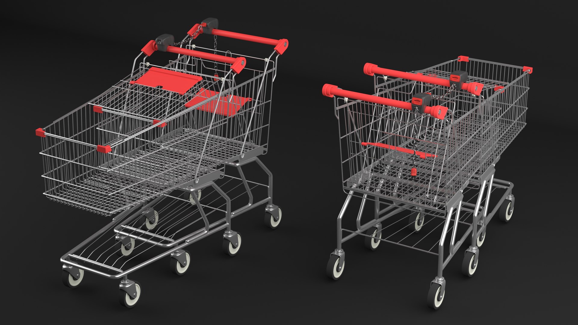 3D Trolley Shopping Carts Connected With Coin Locker Model - TurboSquid ...