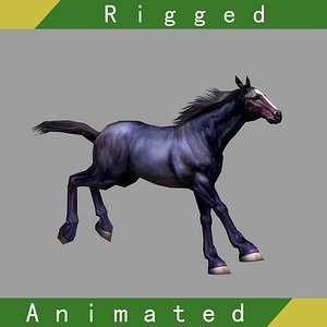 3D horse rigged 01 animation model