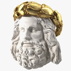 Zeus Head with Gold Wreath Sculpture