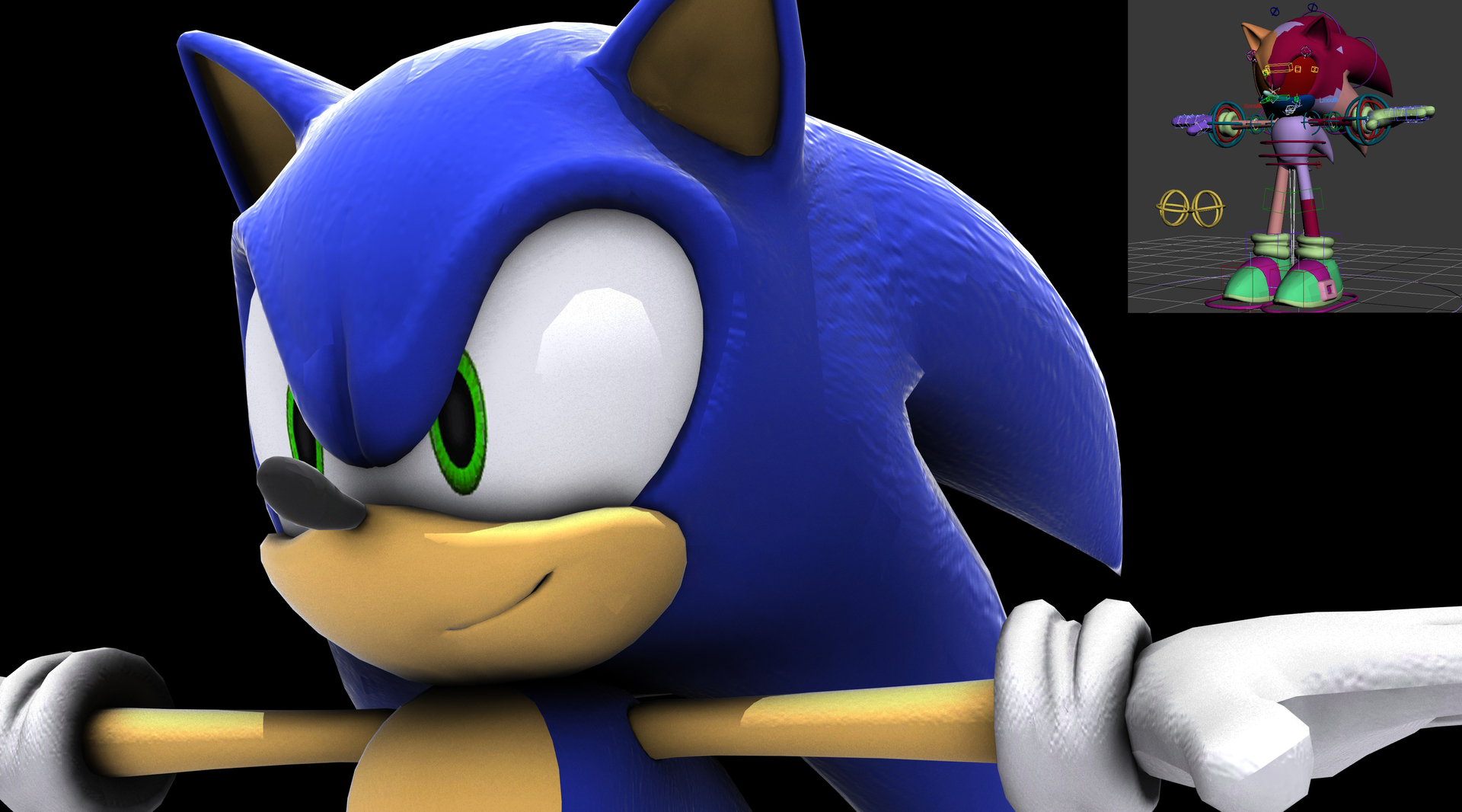 3d model sega sonic rigged