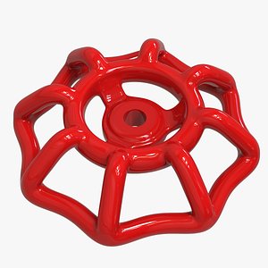 Red Valve Steering Wheel 3D model