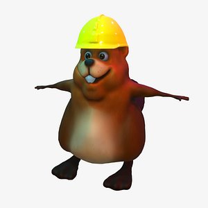 Funny cartoon beaver 3D
