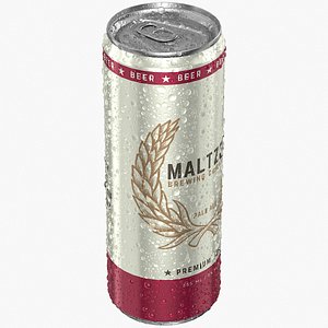 Sleek Beer Can With Droplets 355ml 3D model