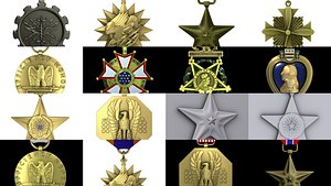 3D US Medals set model