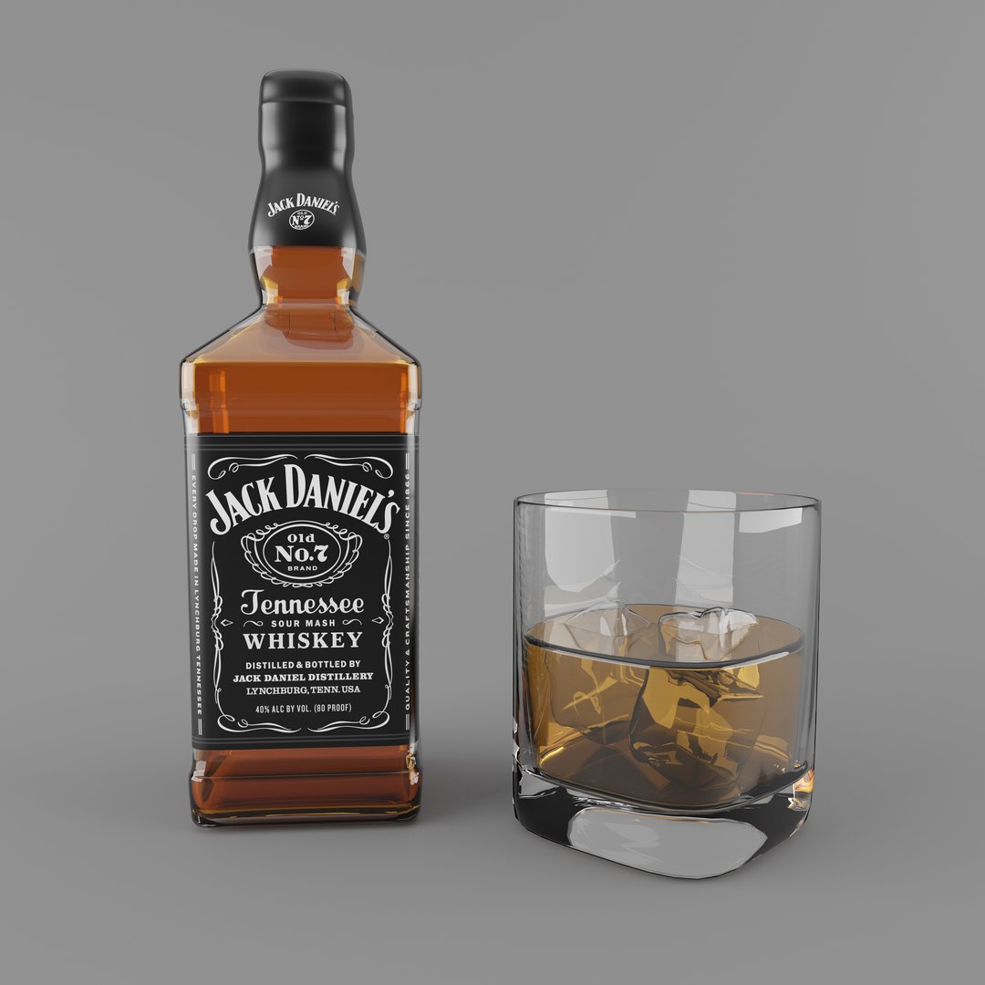 3D 4 bottles glasses https://p.turbosquid.com/ts-thumb/ac/jWAlJp/M89NDyao/jack_daniels_final4/jpg/1594282566/1920x1080/fit_q87/eb063f324f8b5a49642219dde14f1d21e83a899b/jack_daniels_final4.jpg