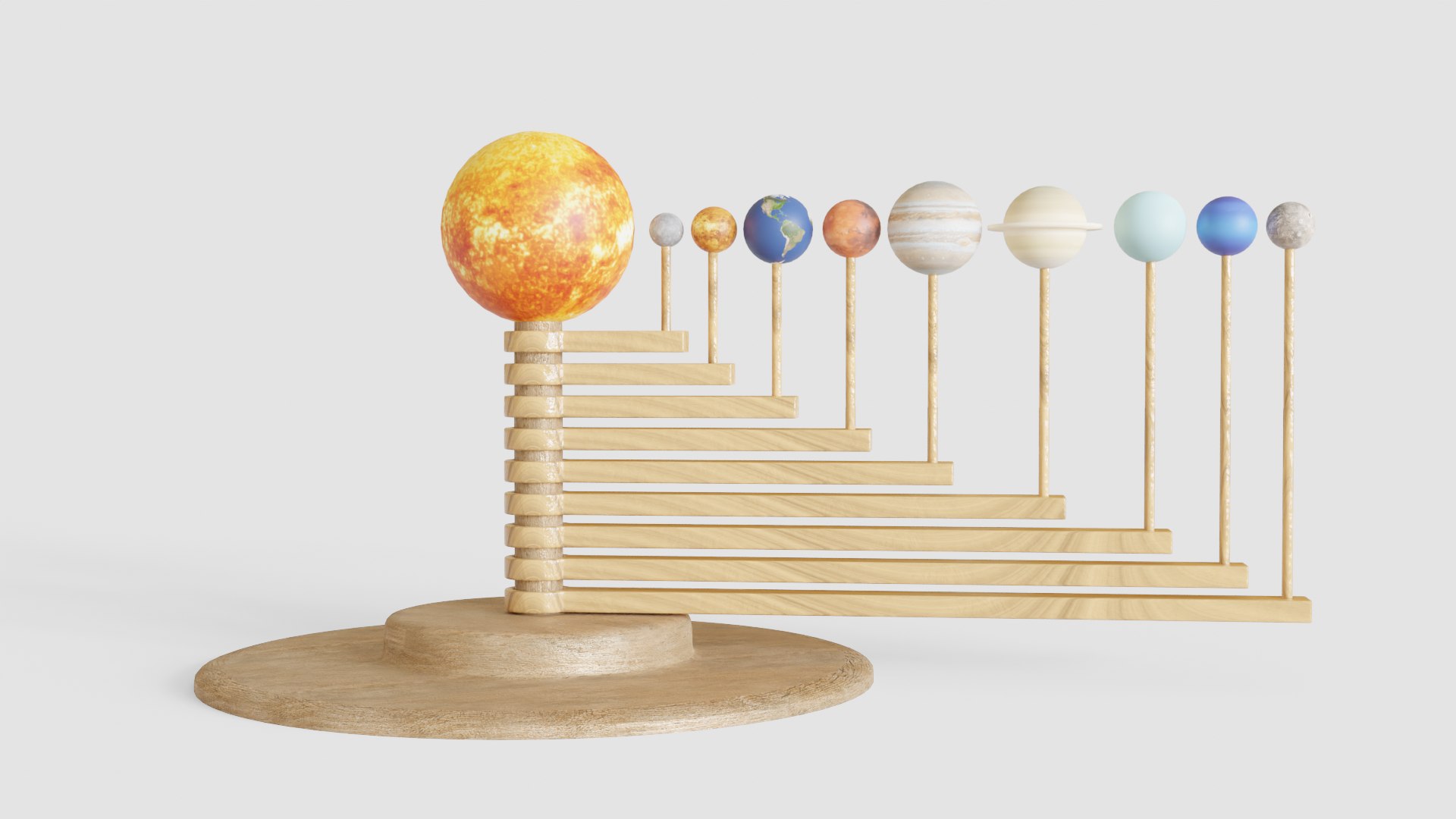 3D Wooden Solar System Model Model - TurboSquid 2126401