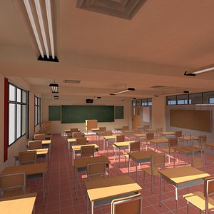 3D highschool anime classroom