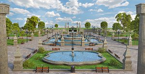fountain garden park 3D