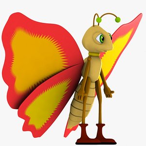 3d model butterfly character fly