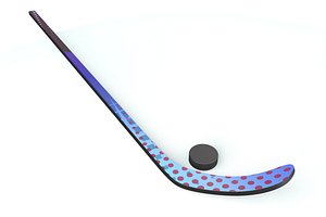 3D Ice Hockey Stick and Puck