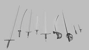 3D swords blades medieval model