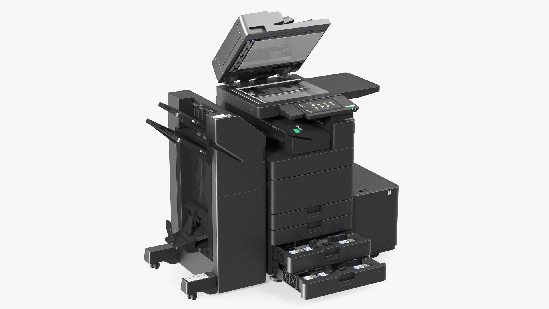 Laser MFP Black Scanner and Trays Open 3D model preview
