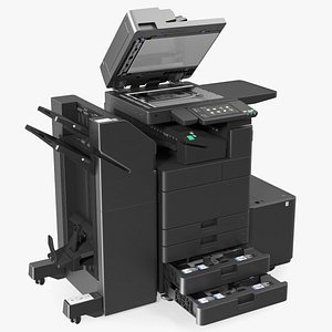 Laser MFP Black Scanner and Trays Open 3D model