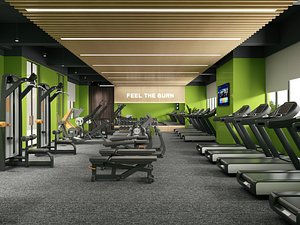 Modern Commercial Gym And Fitness Center Interior Scene model