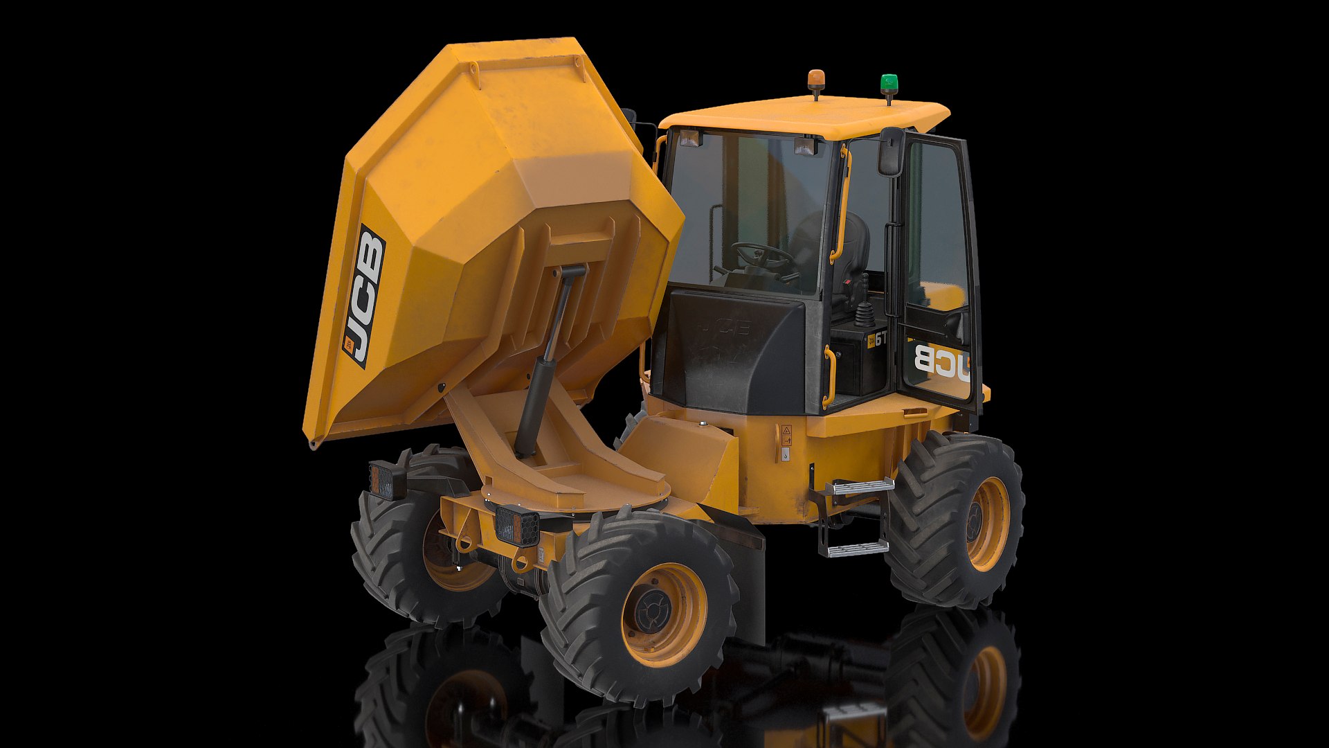 JCB 6T-1 Cabbed Site Dumper Dirty Rigged 3D model preview