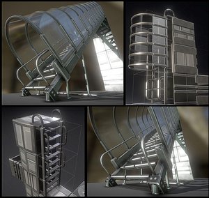 3D sci-fi ladders stairs basic