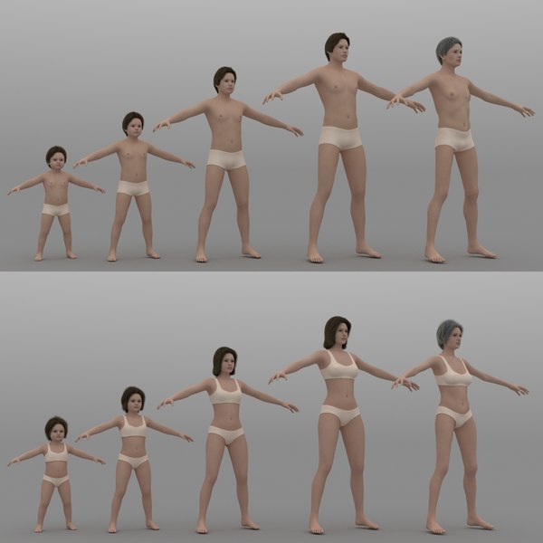 rigged man woman 3D model