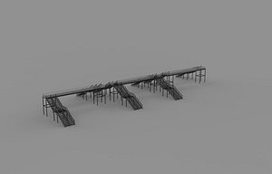 3D Road Crossing Bridge set 3D model model
