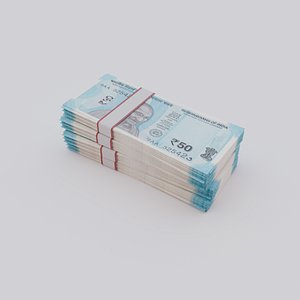 3D 50 Indian Rupee INR Currency model
