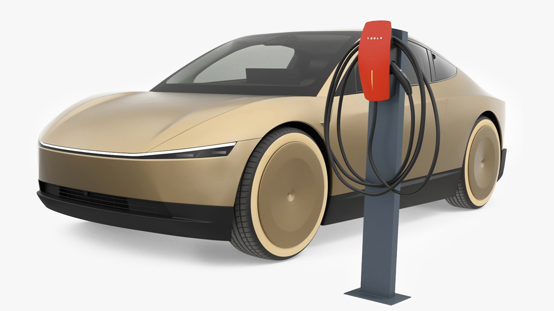 3D Tesla Cybercab Robotaxi With Charger TurboSquid 2325126