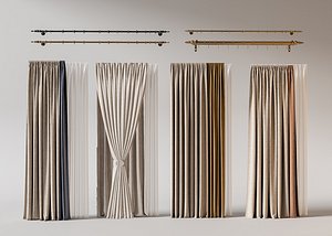 Double Panel Curtains Set Curtain Rod
