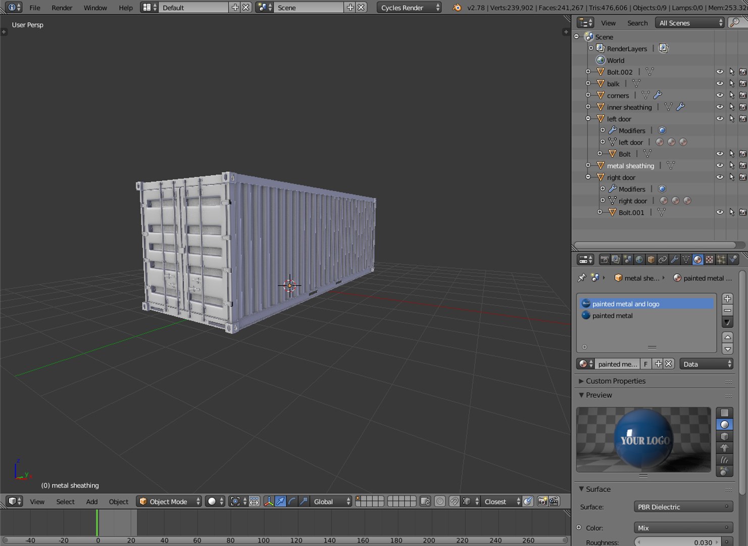 3d Model Container Blender Cycles