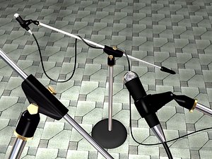 3d microphone stand cable mic model