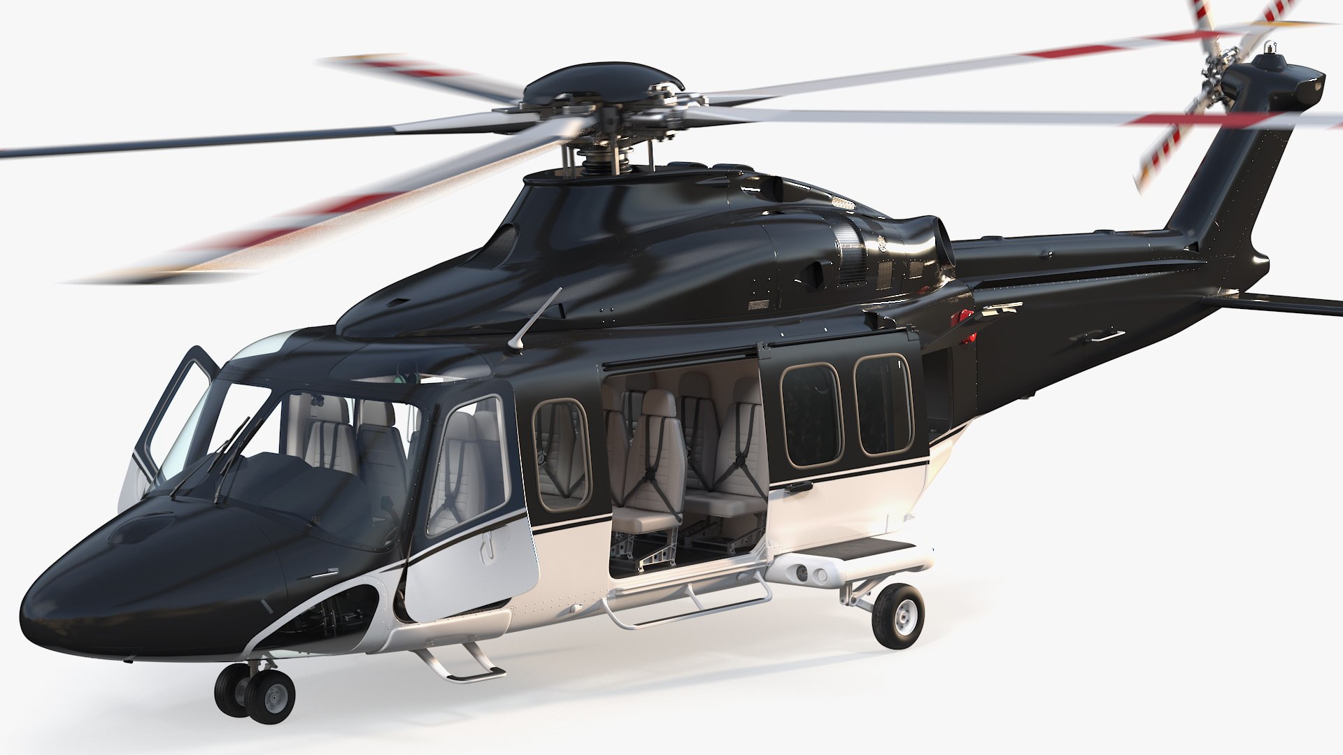 Medium Sized Twin Engined Helicopter Rigged 3D model preview