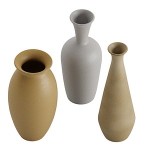 3D Glazed Ceramic Floor Vases model
