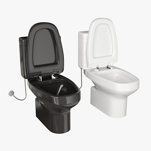 Modern Black and White Ceramic Toilet Set