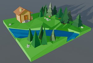 low poly landscape 3D model